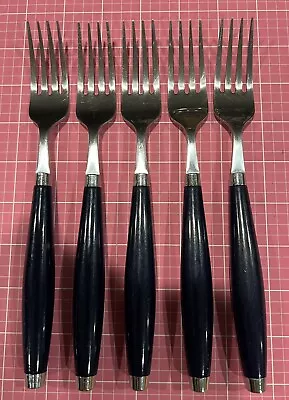 Fiestaware Homer Laughlin Dark Blue 5 Piece Set Of Dinner Forks Flatware Vintage • $35