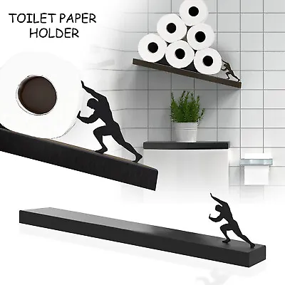 Floating Shelf Toilet Paper Holder Tilted Paper Roll Holder Storage Wall Mount • $31.87