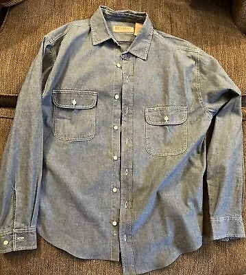 Vintage Big Mac Shirt Mens Large Tall Blue Denim Authentic Workwear Button Up • $35.99