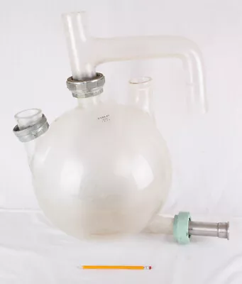 RARE Pyrex 1976 Round Bottom Flask Clear Glass 35k Ml 4 Neck W Extra Parts • $500