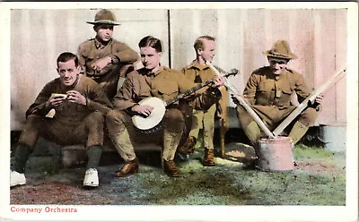 Postcard World War 1 Army Life Company Orchestra Divided Back 1907-1917 • $9.99