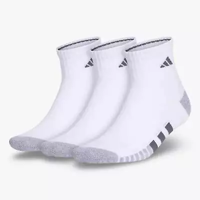 (Men's) Adidas Superlite III Quarter Socks White / Grey (3 Pack) • $17.10