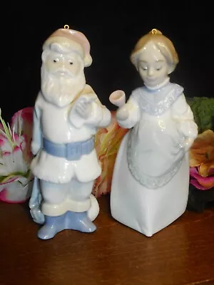 Lladro Figure Ornaments Santa & Ms Claus Bell Ringer Santa Naughty Or Nice List • $59.99