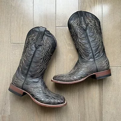 Lucchese 1883 Western Cowboy Boots Square Toe Lizard Exotic Size 9.5 D M4546 • $299.99