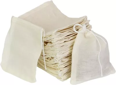 Cotton Muslin Drawstring Bags PERFETSELL 50 Pack Resuable Small Mesh Bag For   • £9.99