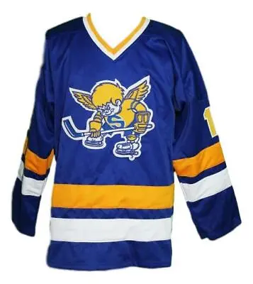 Any Name Number Minnesota Fighting Saints Retro Custom Hockey Jersey Blue  • $49.99