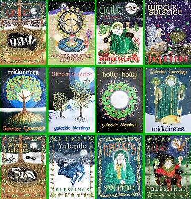 Yule Xmas Winter Solstice Pk Of 12 Colourful Fairy Pagan Cards 1x12 Designs • £13.99