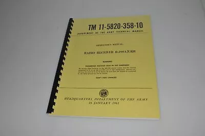 *tc* Dept Of The Army Tm 11-5820-358-10 R-390a/urr Technical Manual (book625) • $18.75