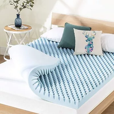 Memory Foam Mattress Topper 4  Egg Crate With Cooling Gel Mattress Pad • $126.45