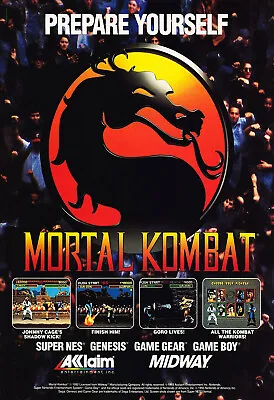 Mortal Kombat SNES Genesis Print Ad Poster Official Promo Art • $13.48