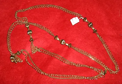 VINTAGE CORO GOLD TONE BEAD And Double Strand Chain NECKLACE New Old Stock 54  • $9.99