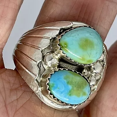 Sonoran Gold Navajo Mens Turquoise Ring Sz 11 Sterling Signed Fans 19g Band • $199.94