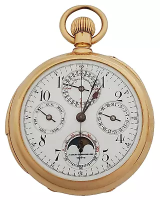 Golay Leresche & Fils Minute Repeater Perpetual Calendar Moonphase Pocket Watch • $23500