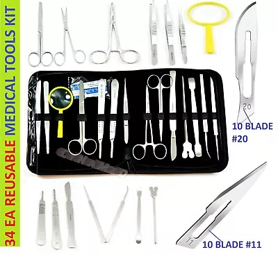 Reusable -34 Pcs Advanced Biology Lab Anatomy Medical Student Dissecting Kit Set • $14.09