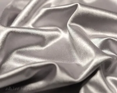 £13.54 • Buy Silver 4 Way Stretch Silky Satin Fabric By Yard Thick Satin