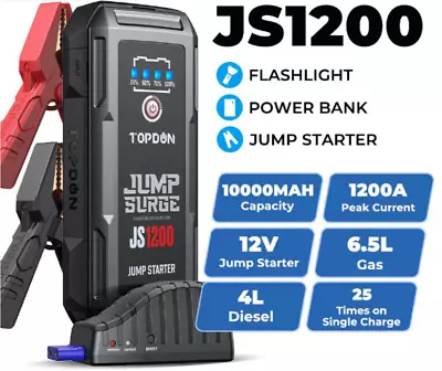 TOPDON JS1200 Car Jump Starter Battery Jumper Pack Power Bank Booster Portable • $89.99