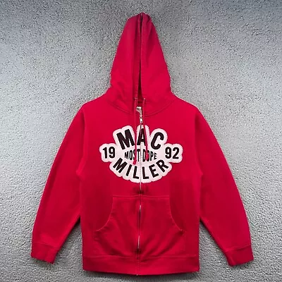 Mac Miller Hoodie Mens Small Red Full Zip Hooded Sweatshirt 1992 Most Dope 2012 • $119.98