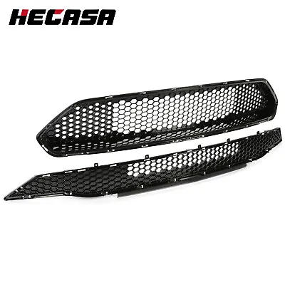 Front Upper Grille & Lower Mesh Grill Honeycomb Black For Ford Mustang 2018-2022 • $75.19