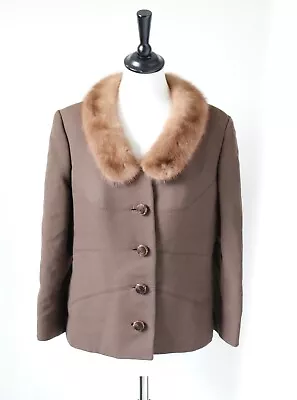 1960s Wool Vintage Jacket - Mink Fur Collar - Modell Velisch -   M / UK 12 • $104.82