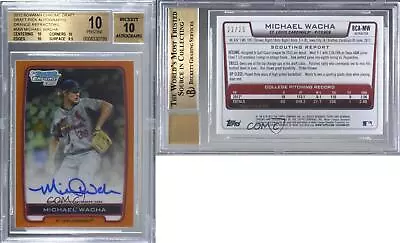 2012 Bowman Draft Chrome Picks Orange Refractor /25 Michael Wacha BGS 10 Auto • $423.60