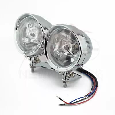 Twin 4.5  Headlight Lamp Dual Clear Motorcycle Hi/Low Beam For Customs Head Lamp • $100.18