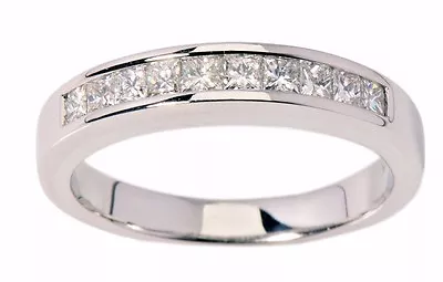 £745.40 • Buy 14k White Gold Princess Cut Channel Set Matching Wedding Band 0.60 Carat