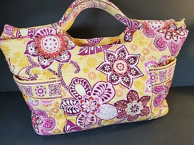 Vera Bradley Abby Tote Bali Gold Pattern Top Handles Floral EUC • $14.99