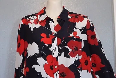 J Crew Silk Button Up Classic Fit Boy Shirt Top Navy Poppy Floral 2 • $24.99