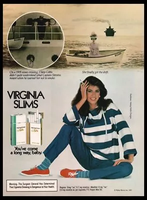 1983 Virginia Slims Cigarettes Lights- Woman Smoking-VTG Print Ad / Mini Poster- • $11.95