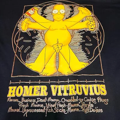 Simpsons Homer T Shirt Vitruvius Adult Mens XXL Black Vitruvian Man Zeus Tag  • $8.99