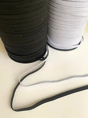 Black & White Braided Flat Elastic 6mm - Sewing Masks DIY Craft Etc • $17