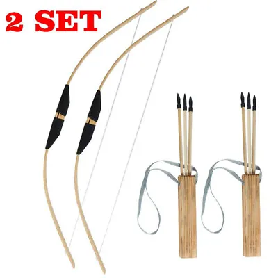 Kids Bamboo Bow With Arrows Quiver Archery Set Outdoor Garden Toys Target Games • $20.92