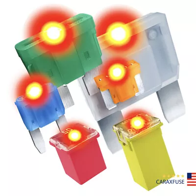 CARAX Glow Fuse – Kit Assortment – Glow When Blown LED Automotive Fuse – Smart G • $1.99