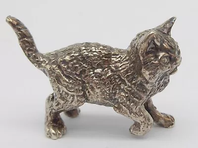 LOVELY ENGLISH SOLID STERLING SILVER CAT FIGURE LONDON 1991 ANIMAL 23 G • £13.50