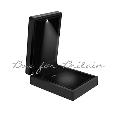 Led Pendant Box Luxury Soft Touch Black Pendant Necklace Box With LED Light. • £7.99