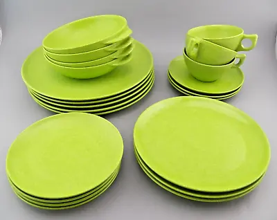 Melmac Color Flyte Branchell Cups W/Saucers Bowls 3 Sizes Plates Lime Green 22pc • $44.95