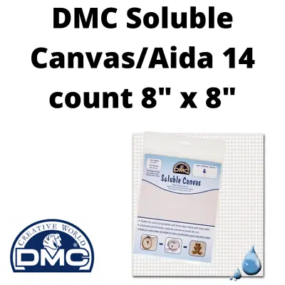 £6.49 • Buy DMC Soluble Canvas/Aida 14 Count 8″ X 8″ Water Soluble 14 Holes Per Inch