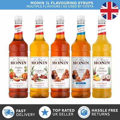 Monin 1L Syrups For Coffee & Cocktails | Used By Costa | Multiple Flavours • £4.99