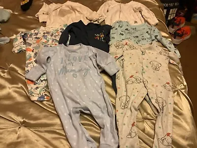 7 X 0-3 Months Boys Baby Grows Sleepsuits Rompers Various • £3.75