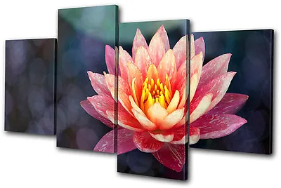 Floral Water Lily Flowers MULTI CANVAS WALL ART Picture Print VA • £59.99