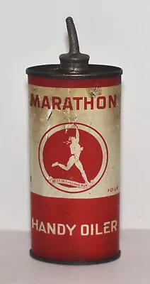 Vintage Marathon Lead Top 4 Oz Oval Handy Oiler Advertising Can • $79.95