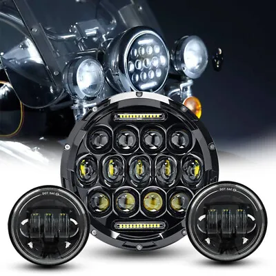 $60.99 • Buy For Harley Davidson Road King 7  Inch LED Headlight & 4.5  Fog Passing Lights