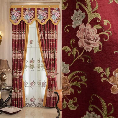 European Luxury Thick Chenille Jacquard Red Cloth Curtain Valance Drape C1399 • $96.90