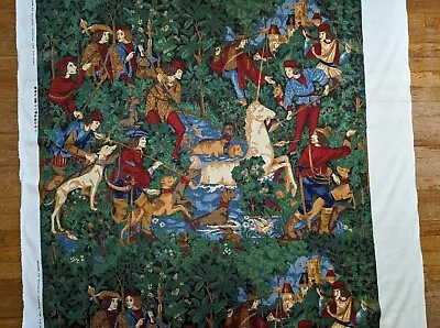 Medieval Hunting Scene Heavy Upholstery Fabric Handprint Panel J H Thorp • $45.99