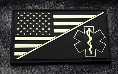 EMT USA Flag Medic Ems Paramedic PVC Rubber Hook Patch (Glow Dark-PVM2)  • $7.95