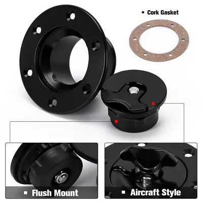 Aircraft Style Fuel Filler Neck Pop-Up Gas Tank Cap W/ 6 Hole Flush Mount Black • $24.90