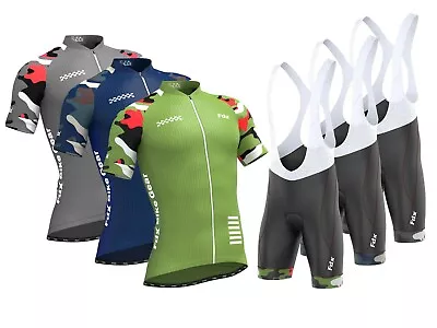 Mens Camouflage Half Sleeve Cycling Jersey Top 4D Gel Padded Bib Shorts Pants CO • $74.99