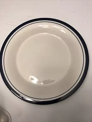 Dinner Ware Plate And A Cup To Match Blue Wide And Thin Blue Striped Nice Vintag • $16