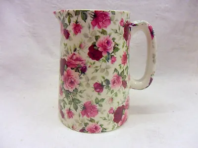 £12.99 • Buy Heron Cross Pottery Half Pint Jug In Pink Summertime Chintz Design.