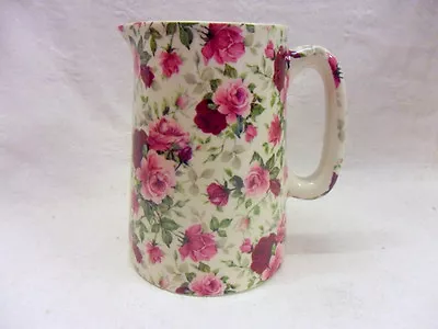 £12.99 • Buy Heron Cross Pottery Half Pint Jug In Pink Summertime Chintz Design.